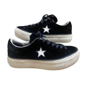 Converse One Star Platform Black Velvet Suede Sneakers Women’s 10 558950C